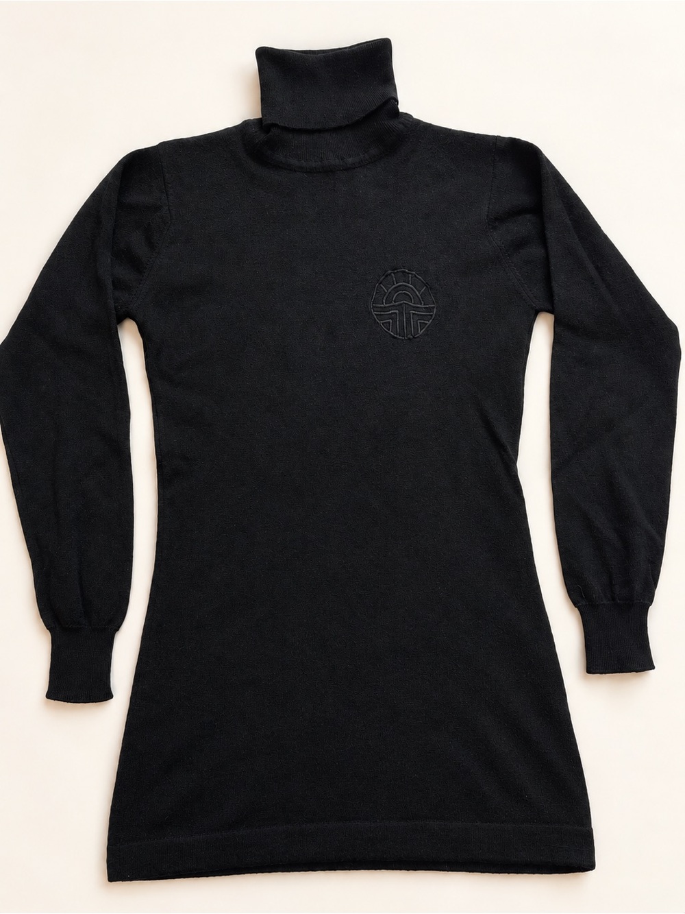 Vintage Louis Feraud Black Virgin Wool Turtleneck Sweater Size 8